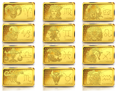 Set complet de 12 lingots en or pur  - Signes du zodiaque